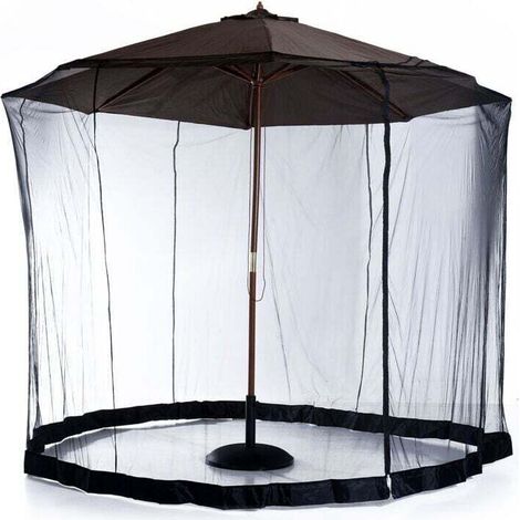 Mosquito net diameter 3m x height 2.3m, cylindrical mosquito net for umbrella with zipper and weight black MUMU (1/4)