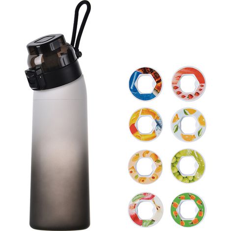 Bouteille d'eau parfumée pour le sport, 700 ml, avec 8 dosettes parfumées aux fruits, sans BPA, pour l'école et la salle de sport.