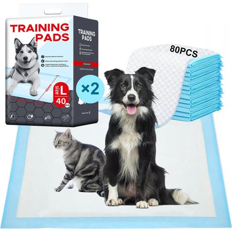 Alaise pour Chien,Alese Chien,Protections pour Déjections Canines,Alese Jetable,Tapis pour Chiot,Tapis Absorbant Chien,Apprentissage de la Propreté,Anti-Fuite 6 Couches,60x60cm,80 Pièces (1/5)