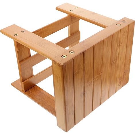 Tabouret Carré en Bambou Marron Pratique et Stable, Petit Siège Facile à Utiliser Maison, pour Changer de Chaussures ou Usage Quotidien (1/5)