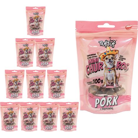 TufTuf Mini Churros Hundeleckerlis Schweinefleisch 10x100g (1/3)