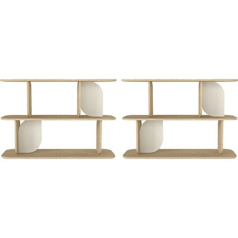 Scaffale con 2 ripiani Naturale chiaro e beige - Lotto di 2 - NELERIA (1/2)