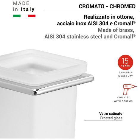 Sapho Gedy Il Giglio - Soporte para cepillo y pasta de dientes, vaso de leche/cromo A91013 (1/2)