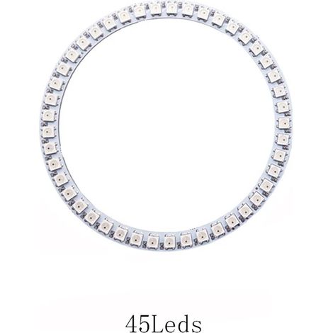 (Anneau de 45 LED seulement - Circuit imprimé blanc) Anneau de pixels LED WS2812B DC5V, adressable individuellement, 5050 RGB, circuit intégré WS2812, module LED intégré et contrôleur USB à 14 touches (1/5)