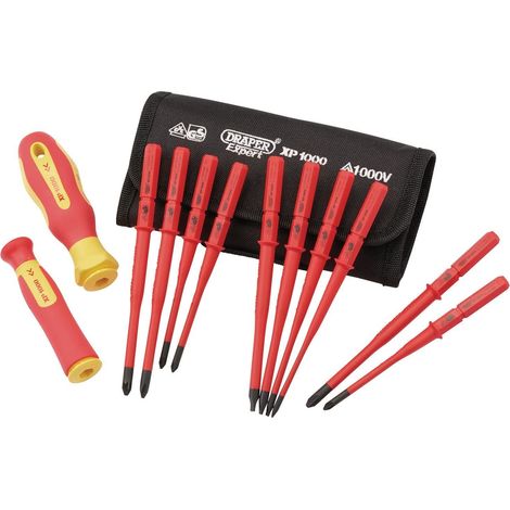 Draper 70867 XP1000 VDE Insulated Interchangeable Screwdriver Set (12 Pieces) in Red and Yellow (1/5)