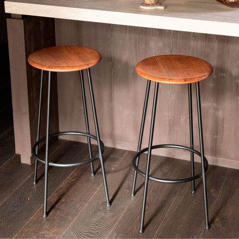 Tabouret de bar 35x76 cm en bois et métal - JUNDRO (1/5)