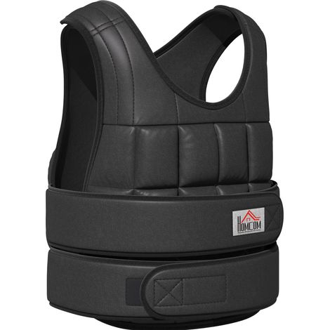 Veste lestée 30 kg ajustable avec 35 sachets de poids pour entraînement, Oxford métal noir 60x50 cm (1/5)
