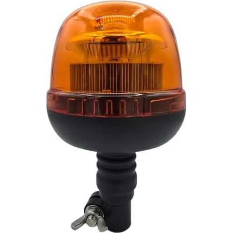 1 Gyrophare Led Tige Flexible Ip65 Orange Noir Pour Tracteur Agricole