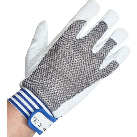 Guantes de conductor Polyfoam + Piel flor vacuno en palma, reforzado