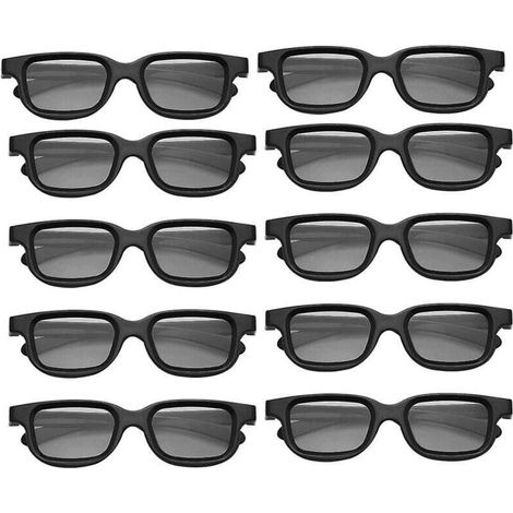 Lot de 10 lunettes 3D passives polarisées pour téléviseur 3D, véritables cinémas 3D pour jeux 3D et cadre TV