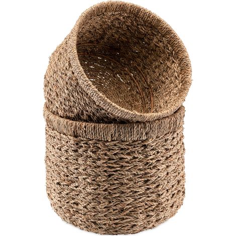panier de rangement rond en jonc de mer d40 cm cadre métallique (1/5)