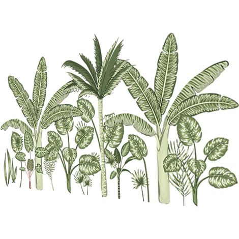 Sticker Mural Plantes Tropicales Vertes Autocollant Amovible Décor (1/5)