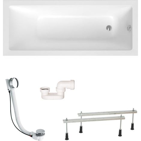 Aurum 160x70 cm vasca rettangolare in acrilico, sinistra e destra, con piedini + scarico + sifone, bianco (SATVAUR16070-SET)