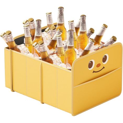 Organisateur de rangement de coffre de voiture, organisateur de coffre de voiture pliable de dessin animé avec poche latérale, compartiment de chargement en cuir PU, (1/5)