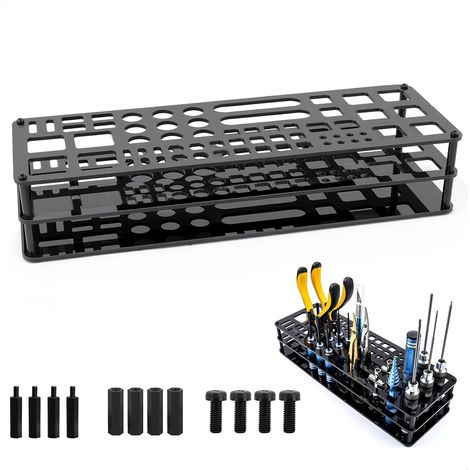 Support Tournevis, Porte Outils avec 63 Trous, Peut Ranger Pinces Ciseaux et D'autres outils, Rangement Outils Support Multifonction pour Ateliers, Garages et Établis, Noir (1/5)