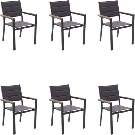 KLULK Set 6 Poltrone Da Esterno Cayman In Alluminio Verniciato Antracite Dotato Di Inserti In Polywood, L 57 x P 57 x H 88 Cm (1/5)