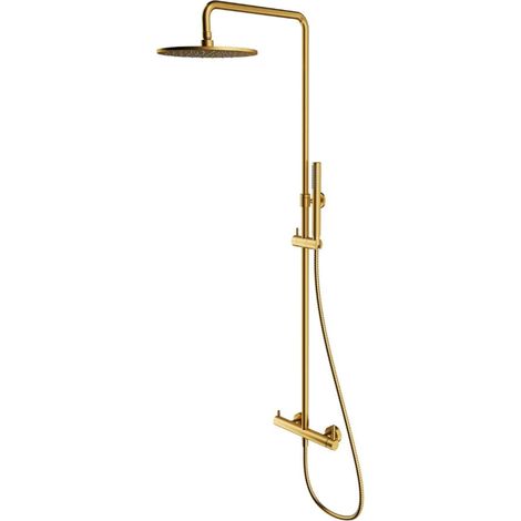 OMNIRES Y - Set de douche avec mitigeur, diamètre 25 cm, or brossé Y1244MGLB (1/2)