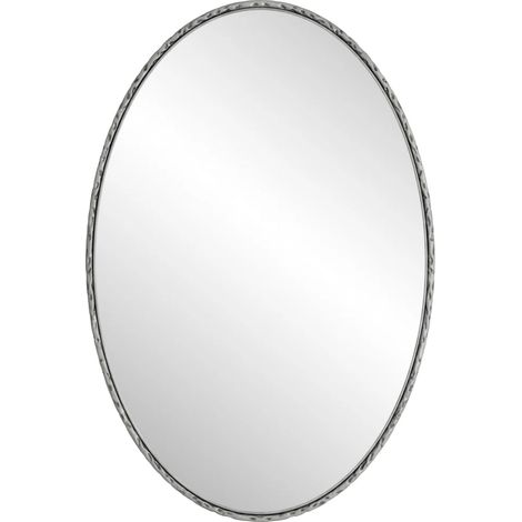 Miroir ovale rétro Iron Art, effet antique, à suspendre au mur, adapté à la salle de bain, à la chambre et au salon (argent) (1/5)