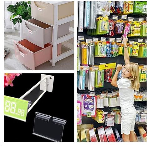 Portatarjetas transparentes (40 unidades) - Soportes para etiquetas de precio de alimentos (1/4)