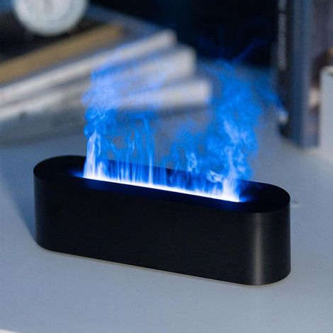 Diffuseur d'arômes de flamme, humidificateur d'air, brume froide, diffuseur d'huiles essentielles pour bureau, salon, chambre à coucher (noir)