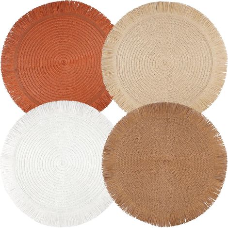 4-Piece Bohemian Round Paper Placemats, Western Style (1/5)