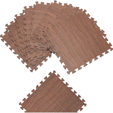 MONZANA® 8x Interlocking EVA Foam Floor Mat Set 180x90cm Total Coverage Non-Slip, Waterproof, Gym Protective Mats Fitness Tiles 45x45cm Each Wood Effect Beige (1/5)