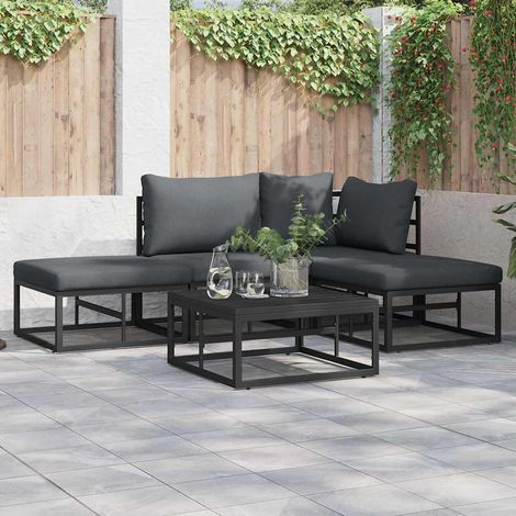 vidaXL Garden Sofa Set with Cushion 4 pcs Black Aluminium (1/5)
