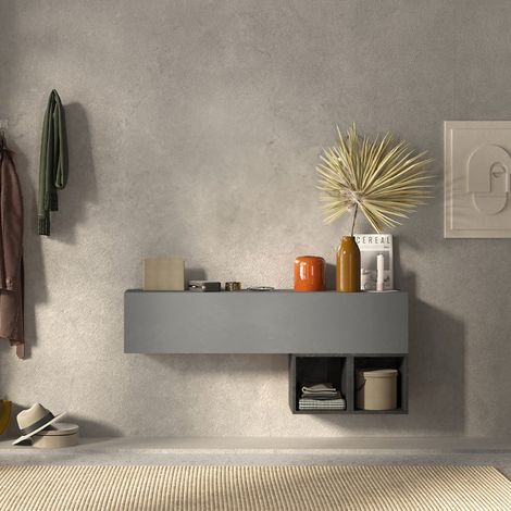 Mobile da ingresso moderno sospeso svuotatasche in legno Infinity 55 - Grigio (1/2)