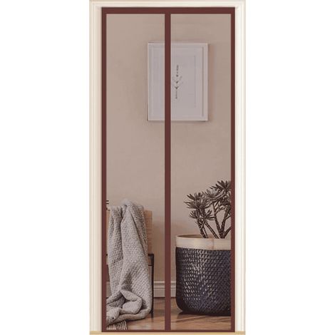 Tenda zanzariera magnetica 150x250 porta finestra riducibile calamita zanzare marrone 1843