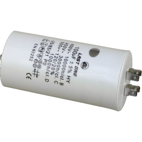 Condensateur 100 µF 450 V 5021879805997 – Pour appareils électroménagers – Hauteur 12 cm – Diamètre 6 cm – Conception robuste pour réparations – Universeel (1/2)