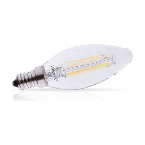 ampoule à led cob - vision-el - e14 - 4w - 2700k - flamme - filament - claire - blister (1/3)