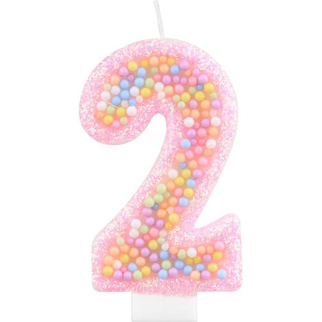 Bougies d'anniversaire macaron rose pour filles, bougie arc-en-ciel pastel chiffre 2 pour gâteau, décoration de gâteau colorée pour 2e anniversaire fille, décoration de fête d'anniversaire à thème (1/5)