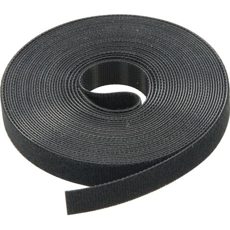 Ruban auto-agrippant noir 10mm x 25m – 100% nylon souple et réutilisable – Pour câbles, plantes et objets submergés – Fixman (1/5)