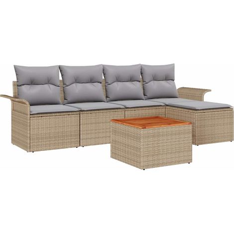 Maison Exclusive - Gartensofa-set 6 pcs Beige und Hellgrau Poly-R