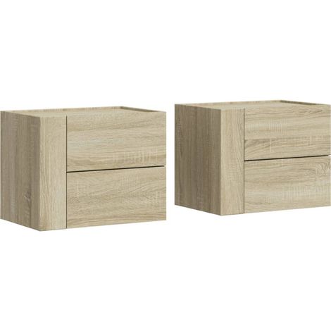 Maison Exclusive - Wand-Nachttische 2 Stk. Sonoma-Eiche 45x30x35