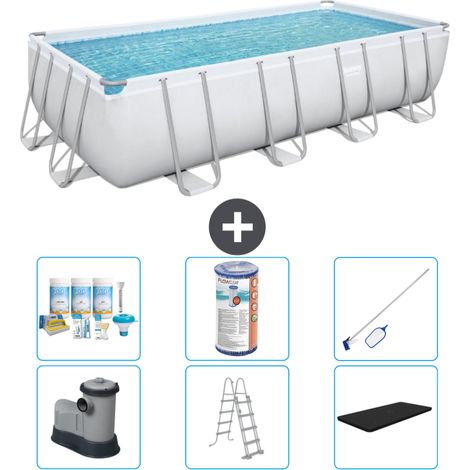 Piscine Rectangulaire Bestway Power Steel - 549 x 274 x 122 - Grise -  Comprend des Accessoires CB32 (1/4)
