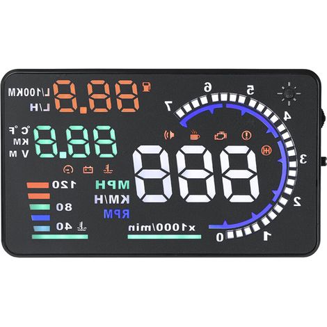 Adecuado para pantallas HUD A8 de 5,5 pulgadas: adaptador automático para vehículos compatible con OBD II.