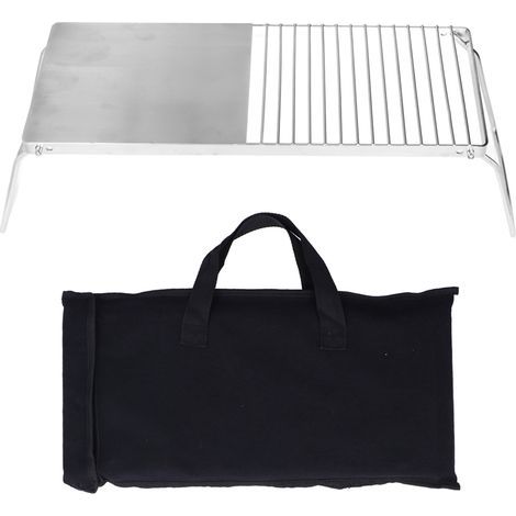 Support gril multifonctionnel pliant – acier inoxydable – cuisine extérieur – barbecue grillades camping (1/5)