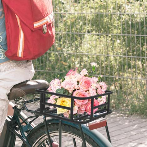 Fahrradkorb Hinten, abnehmbar, großer Metall Gepäckträgerkorb, robust, universal geeignet für E-Bike, Citybike und Fahrrad, einfache Montage, geeignet für Einkaufen Schulranzen (1/5)