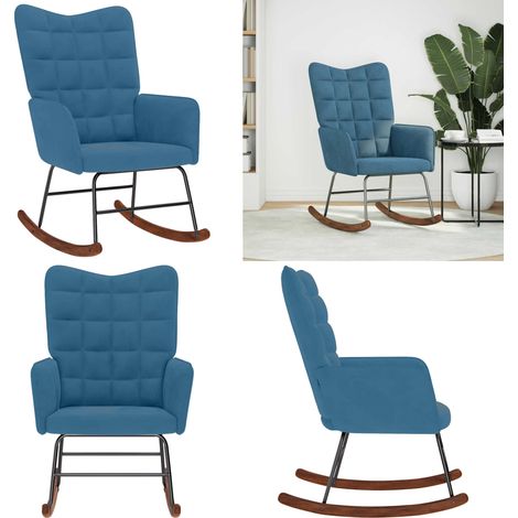 vidaXL Chaise à bascule Bleu Velours (1/5)