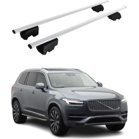 OMAC Dachtrager Quertrager für Volvo XC90 II 2015-2026 – City Crash getestet – ISO PAS 11154:2006 – Abschliessbar – Max 75 kg – 2 Stangen Stahl Silber (1/5)