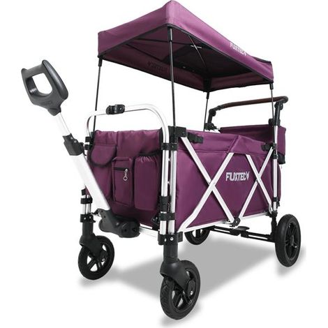 FUXLIFE by FUXTEC FX-CTL950 Chariot pliable premium - Pourpre - Charge 75 kg - Toit pare-soleil • Compact pour jardin, camping et outdoor (1/5)