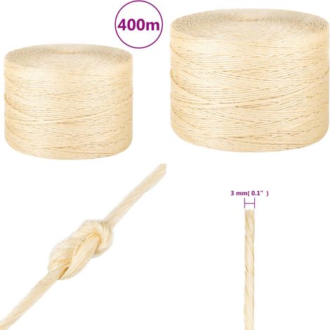 Corde 100 % sisal 3 mm 400 m - Corde Sisal - Corde Naturelle - Corde Épaisse - Corde Résistante - Corde Bricolage - Home & Living (1/5)