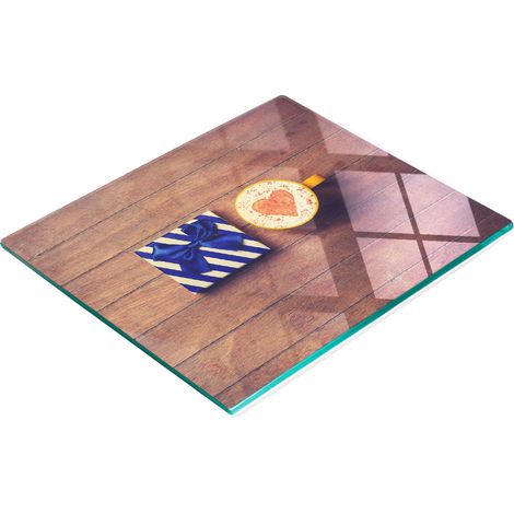Tagliere e vassoio decorativo in vetro per caffè, ideale come idea regalo, 60x52 cm. (1/5)