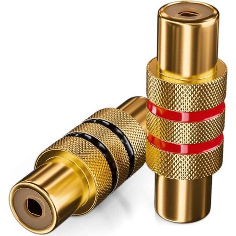 2 Pièces Coupleur RCA - Adaptateur Audio Vidéo Noir et Rouge - Connecteur RCA Femelle (1/3)