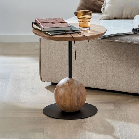 Table d'appoint ronde 40x45 cm en bois et métal - KAORI