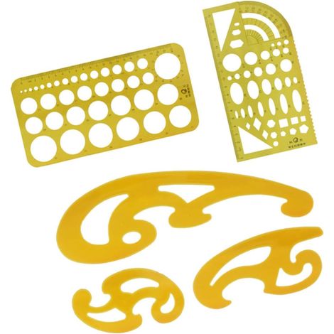 Gabarit de dessin circulaire en plastique jaune, portable (1/5)