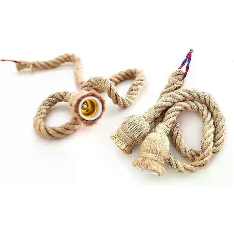 Retro-Kabel, elektrisches Kabel, E27-Fassung, Vintage-Lampenkabel, geflochtenes Retro-Pendellichtkabel, Hanfseil (1/4)