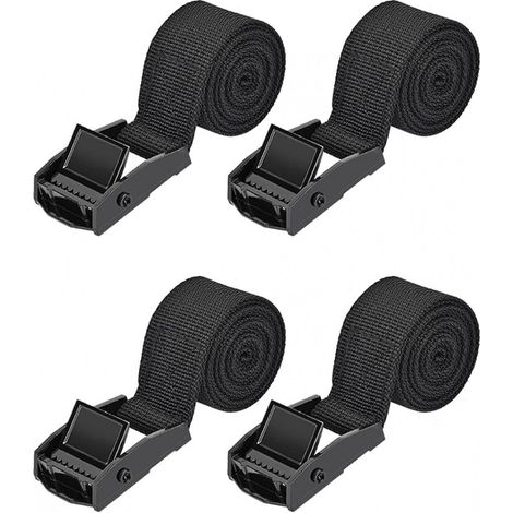Lot de 4 sangles polyester 25 mm x 1,5 m réglables, pour camion, vélo, remorque, bagages. (1/5)
