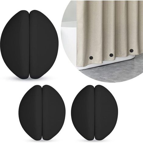 Poids magnétique en Silicone noir pour rideau de douche, boucle magnétique pendentif coupe-vent 6 pièces (1/5)
